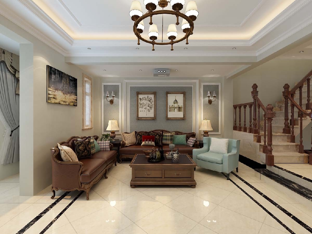 天茂湖聯排別墅300平美式裝修風格3476066