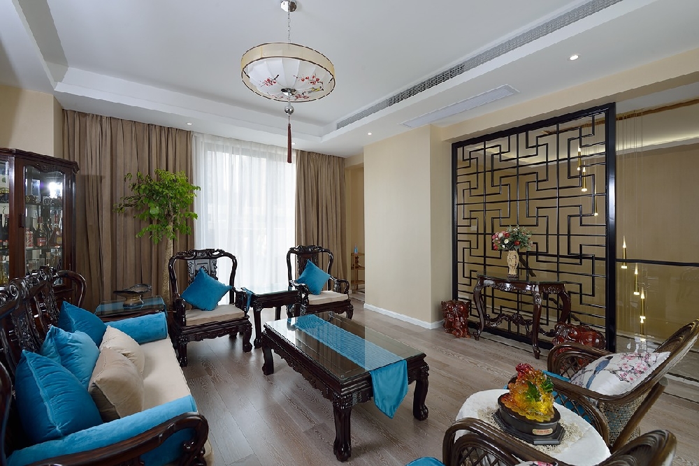 三層別墅新中式藍調風格10757475