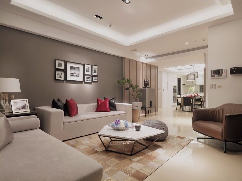 現代簡約風格裝修，高級灰的簡約客廳背景墻13380394