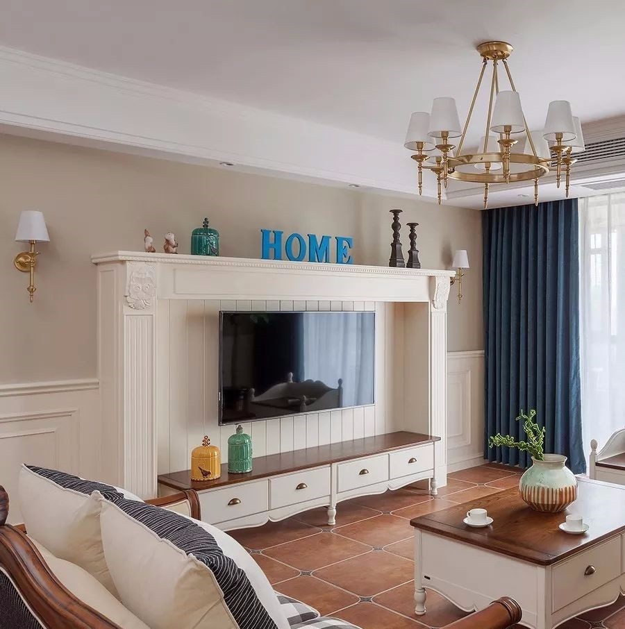 160㎡溫馨美式風，壁爐造型電視墻亮了！14213934