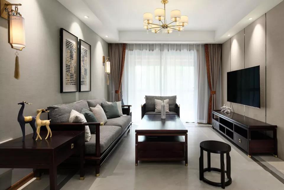 99㎡新中式三居，素雅沙發墻優雅大方16794832