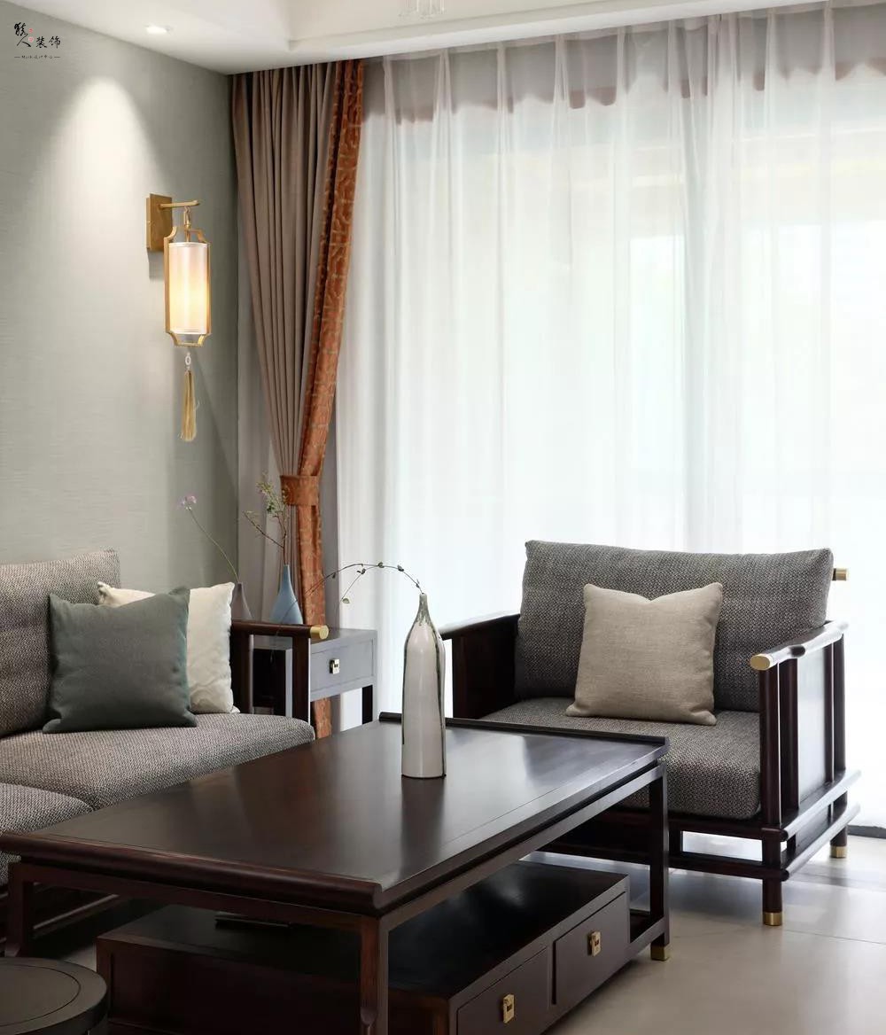 99㎡新中式三居，素雅沙發墻優雅大方16794837