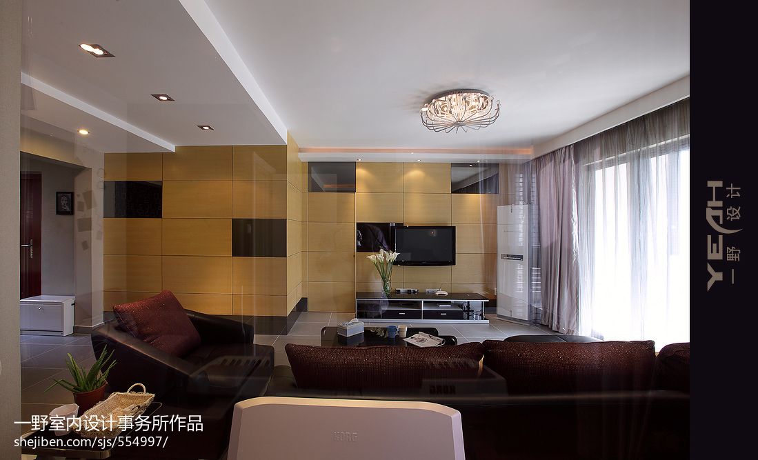 現代簡約風格家裝客廳吊頂圖片