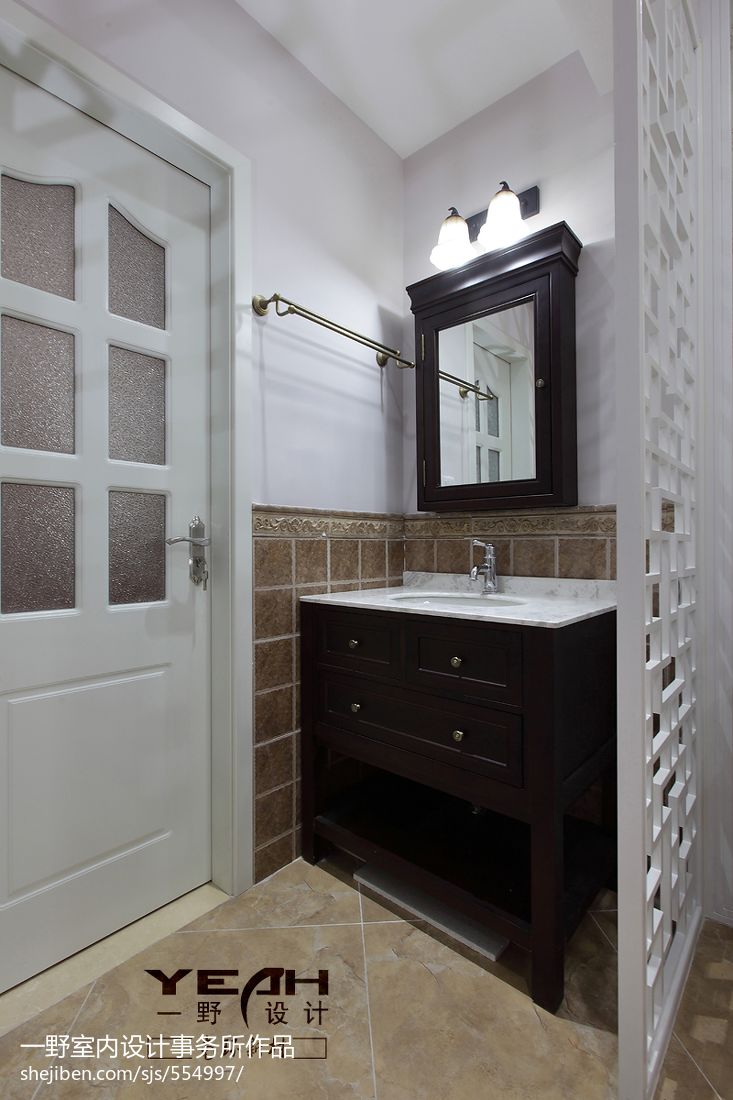 休閑美式小戶型衛生間隔斷裝修圖片