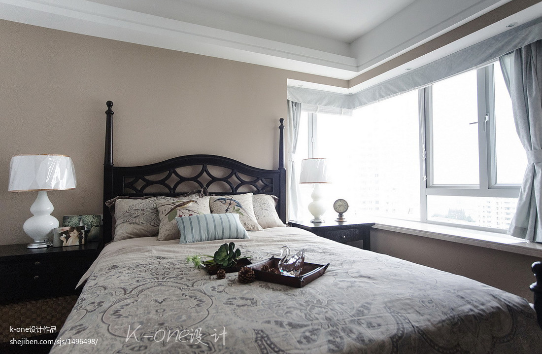 美式三居室臥室飄窗裝修效果圖大全2017圖片