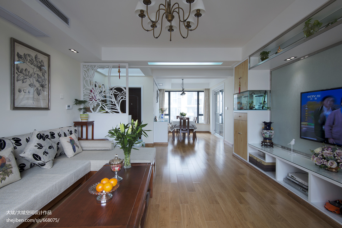 現代客廳鏤空雕花隔斷裝修效果圖大全2017圖片