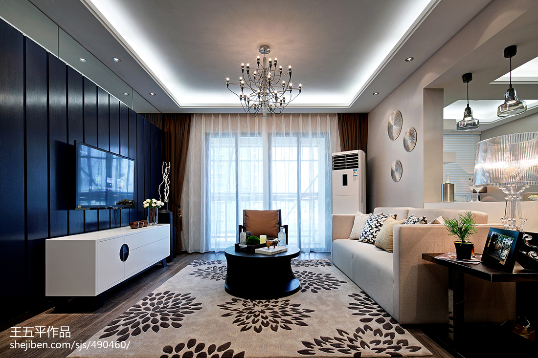 現代客廳電視背景墻裝修圖片