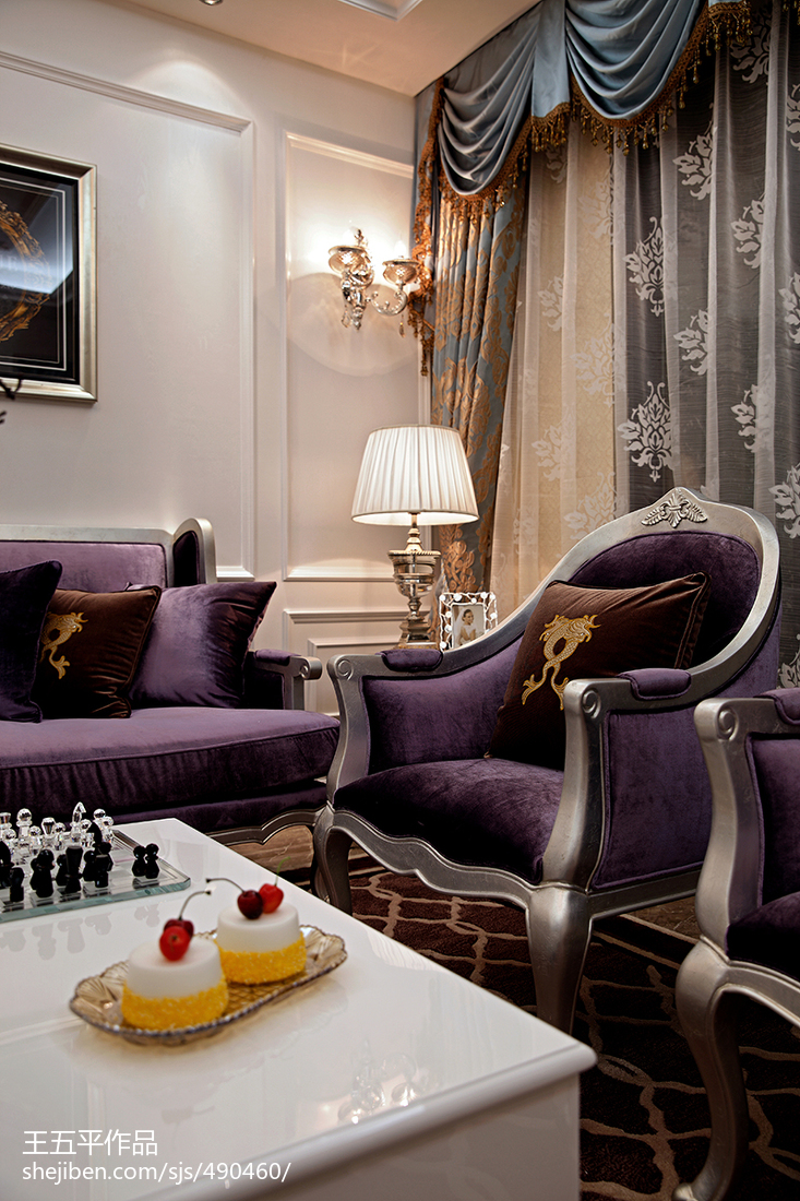 新古典風格樣板房客廳窗簾裝修效果圖大全