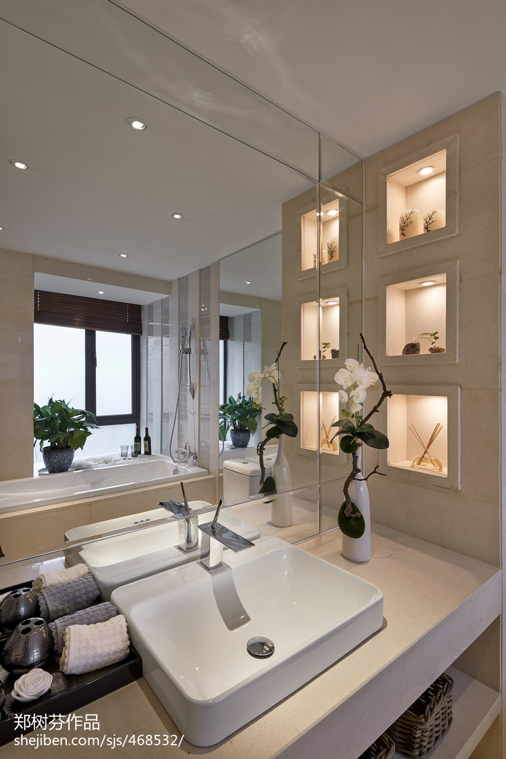 現代中式樣板房衛生間裝修效果圖大全