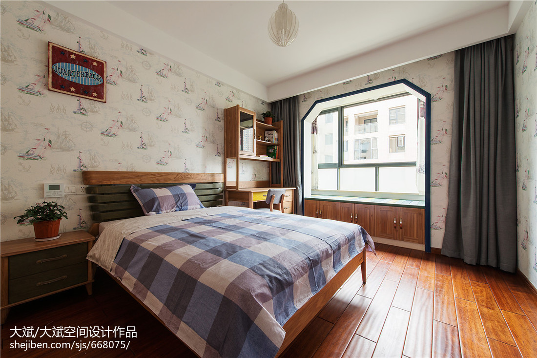 中式風格兒童房飄窗裝修效果圖