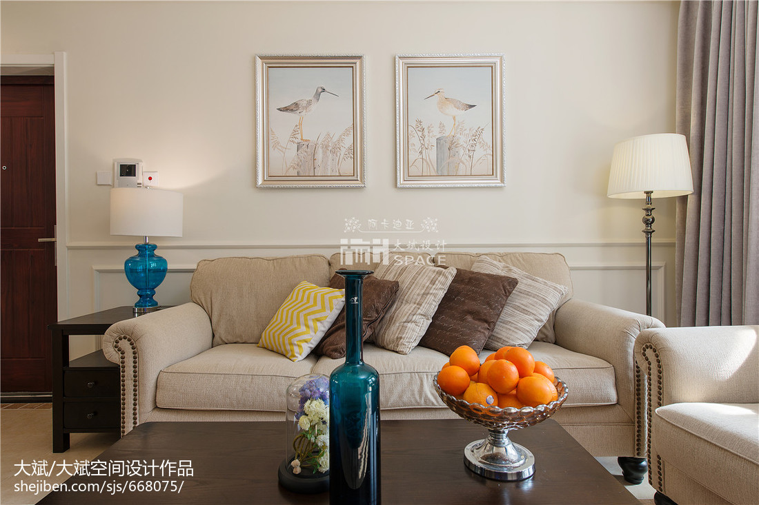 美式風格客廳背景墻裝修圖片展示