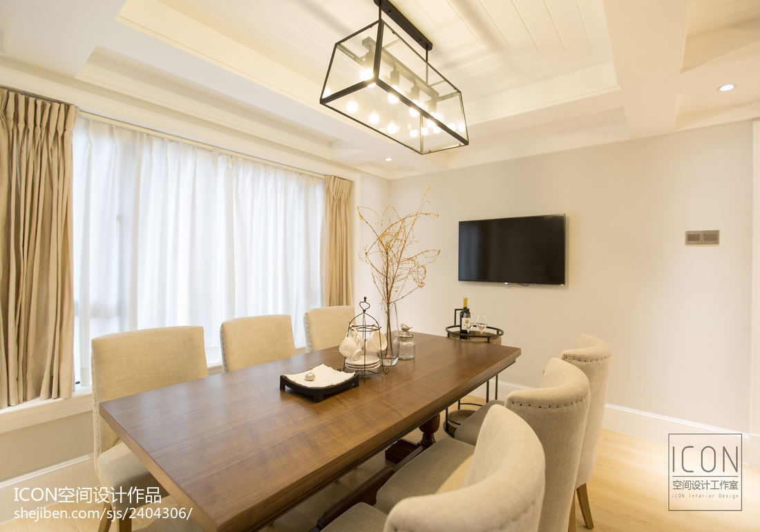 美式風格餐廳飄窗裝修設計圖片