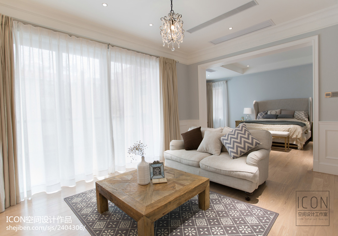 美式風格臥室前廳飄窗設計圖片