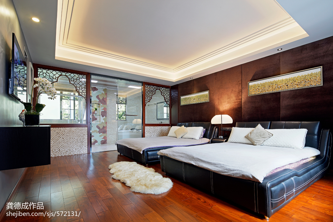 中式臥室吊頂設計裝修圖