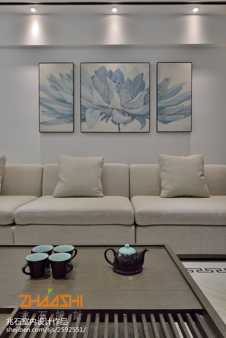 質樸87平中式三居客廳實拍圖