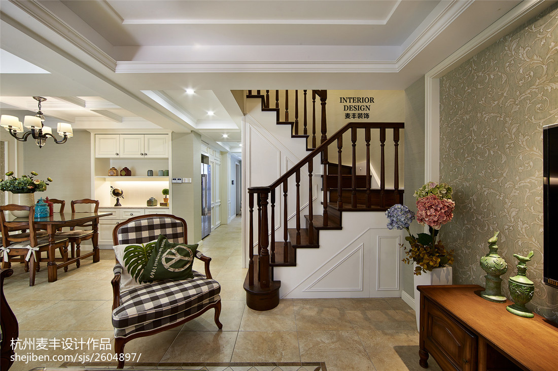 簡約美式室內樓梯設計圖大全