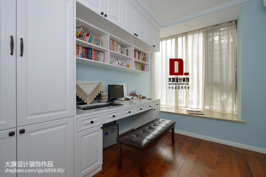 2017美式風格書房飄窗裝修設計