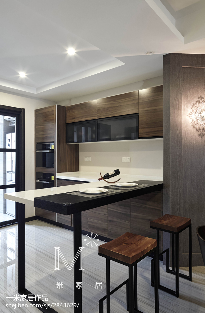 230㎡現代風廚房吧臺設計效果圖