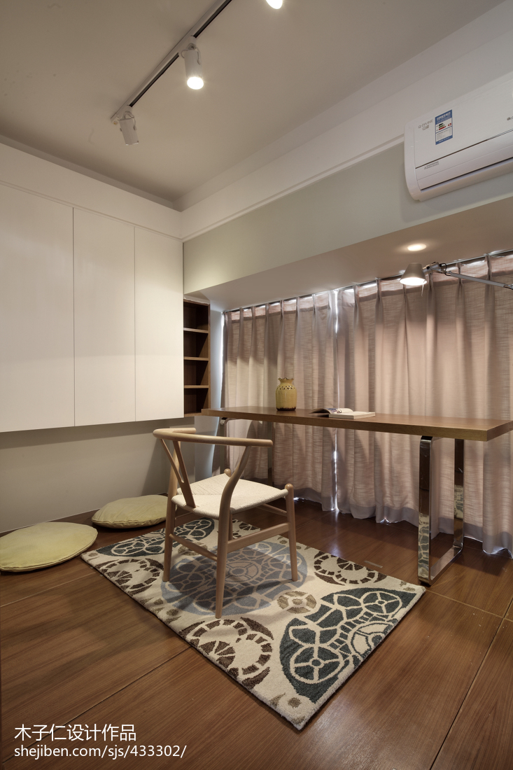 簡約混搭風格書房窗簾效果圖