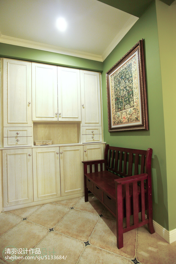 清新美式玄關鞋柜裝修設計