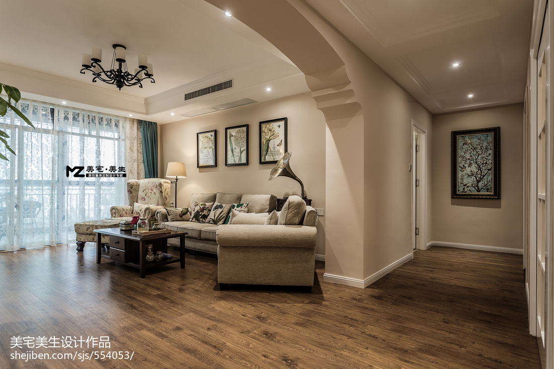 美式客廳玄關隔斷效果圖