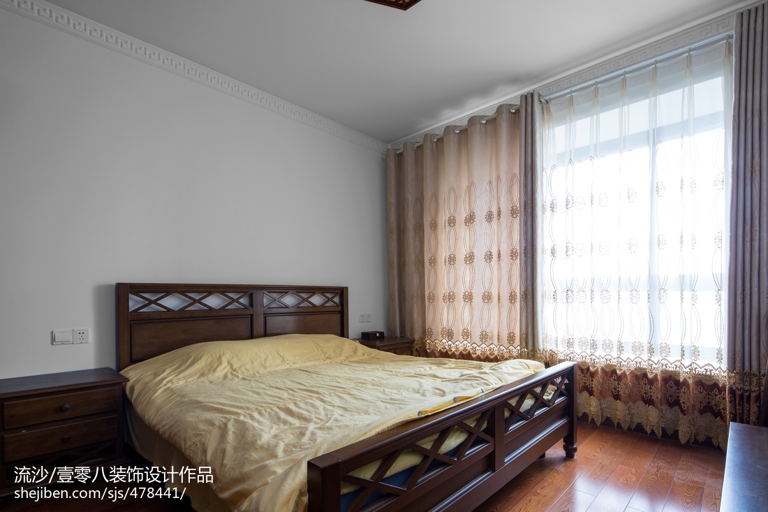 古典中式臥室窗簾效果圖