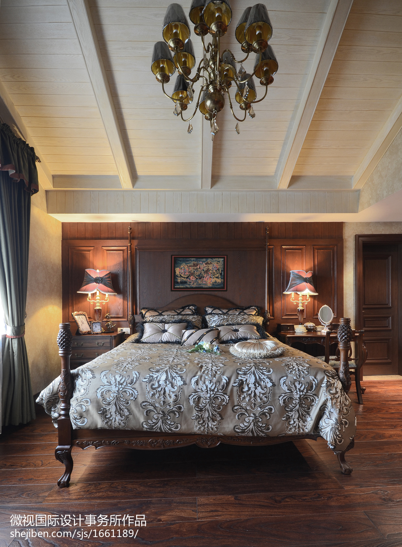 別墅美式臥室背景墻裝修效果圖欣賞