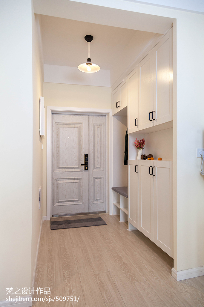 三居室混搭風格玄關鞋柜設計效果圖