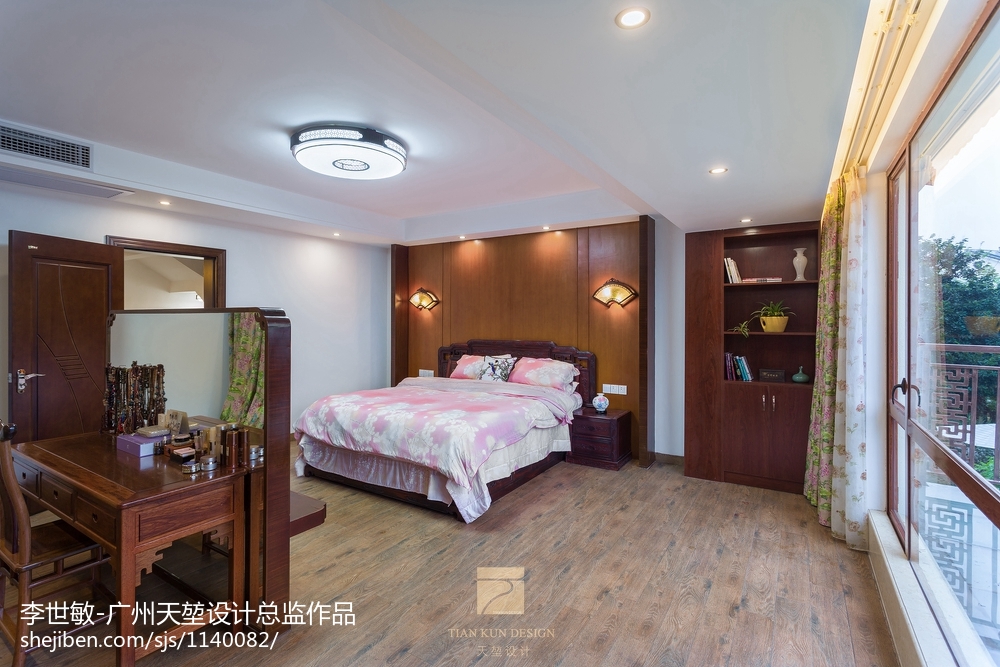 別墅豪宅中式臥室吊頂效果圖