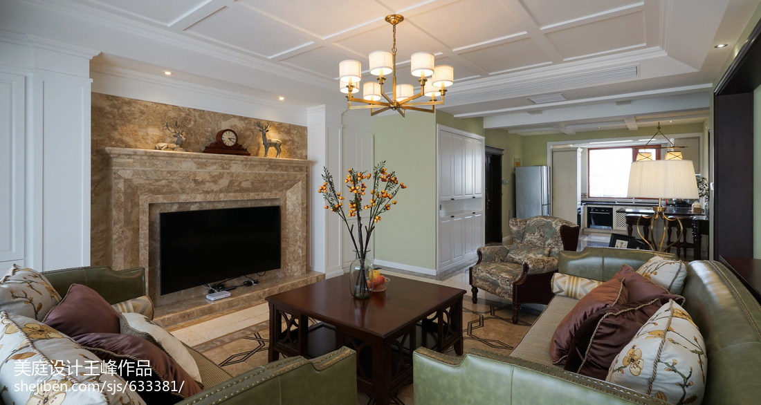 美式田園風格背景墻設計案例