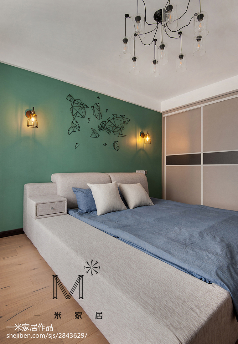 家裝現代臥室背景墻裝修圖