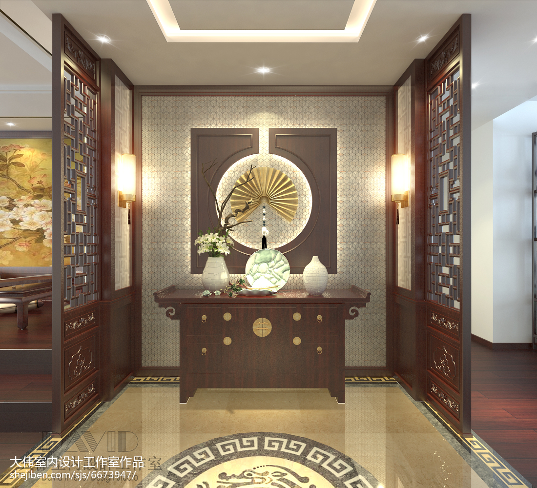 2018面積92平中式三居玄關欣賞圖