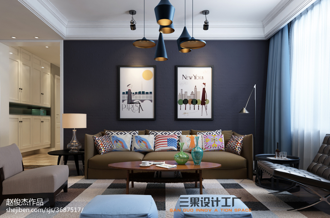 熱門三居客廳宜家裝修設計效果圖片