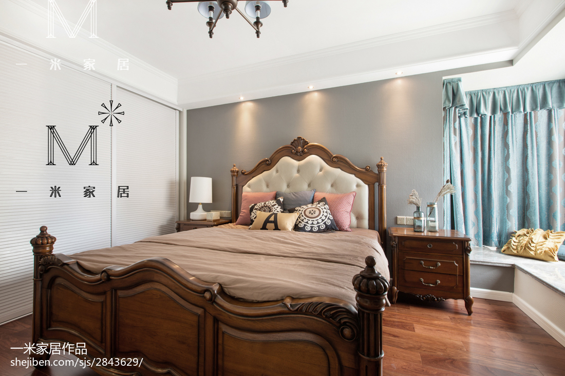 休閑美式風格臥室裝飾圖