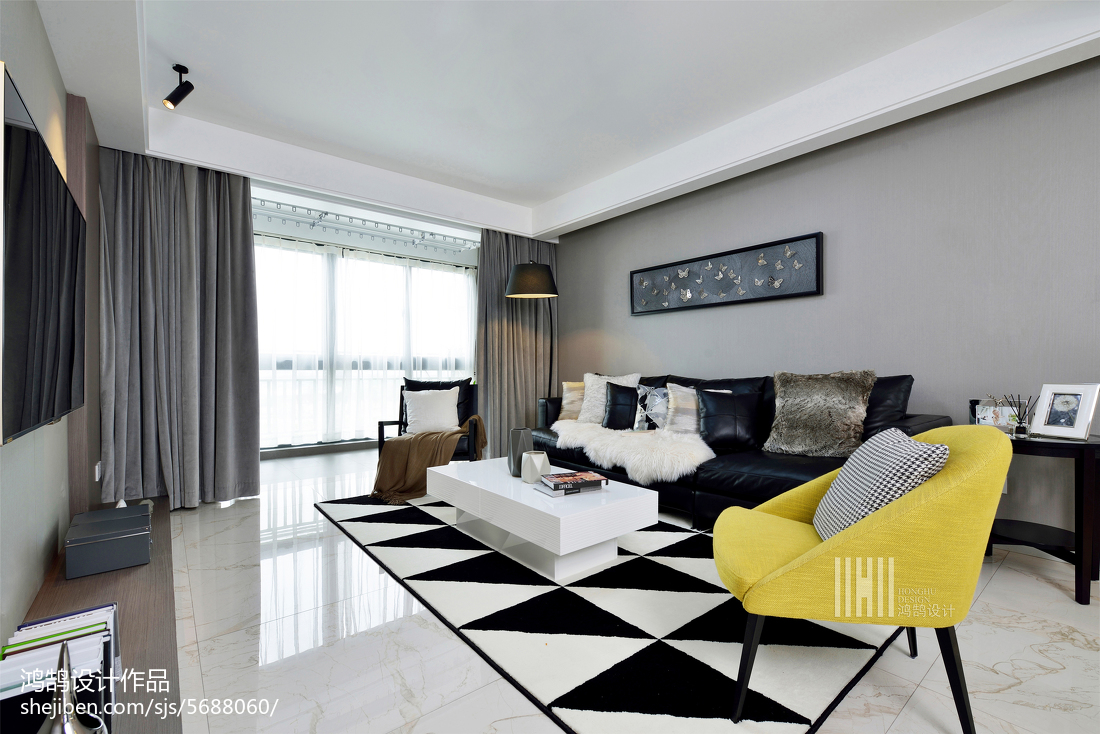 2018精選大小106平簡約三居客廳裝修設計效果圖片欣賞