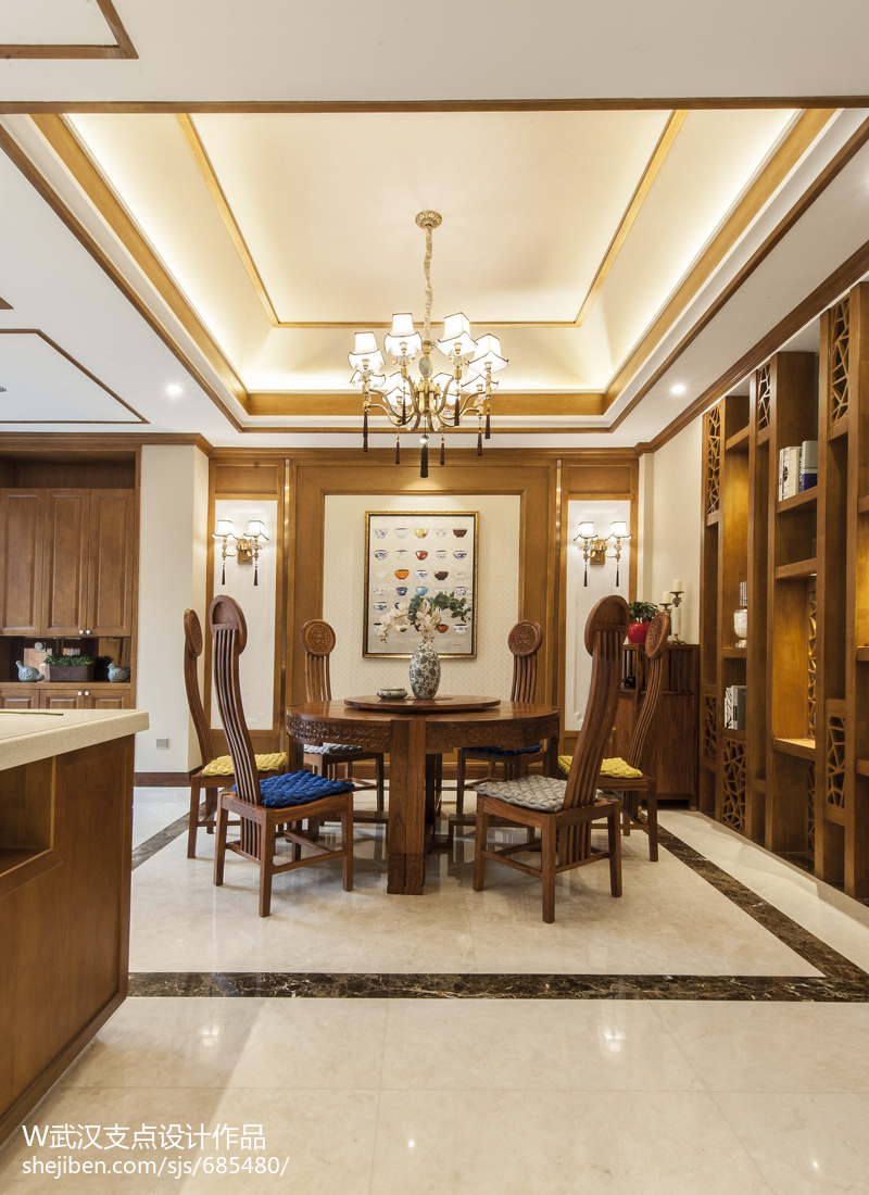 古典中式餐廳吊頂設計