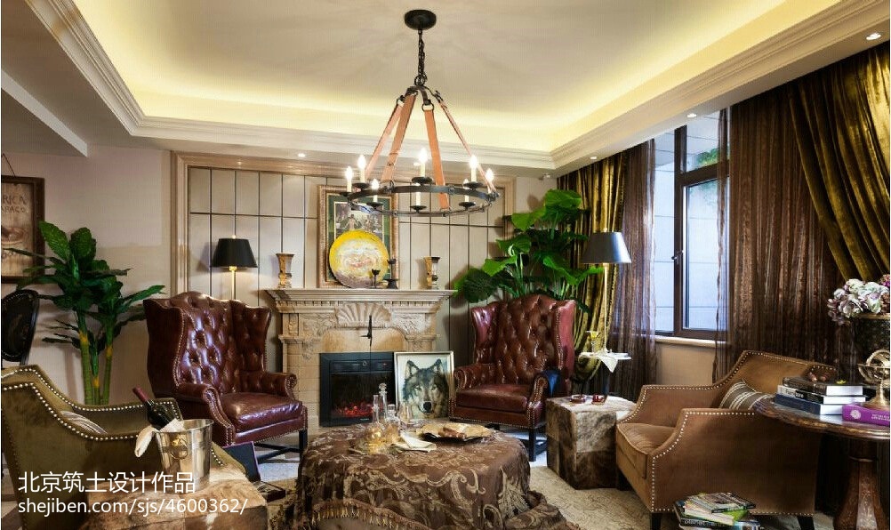 法式風格樣板間壁爐效果圖