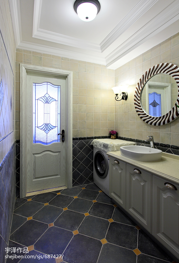 精美田園風格衛浴效果圖