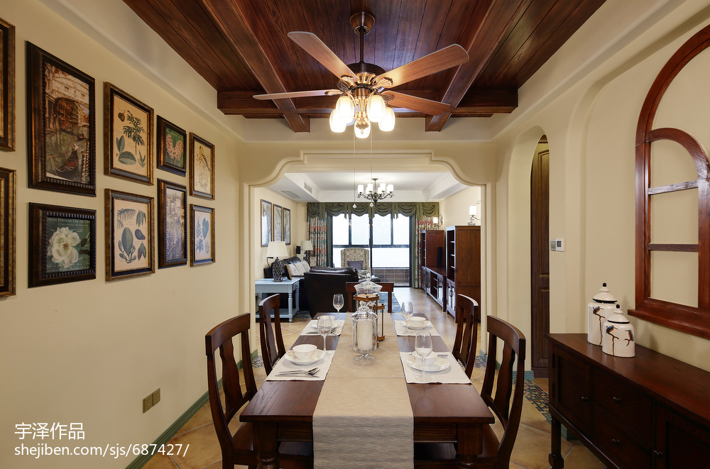 美式鄉村風格餐廳效果圖欣賞