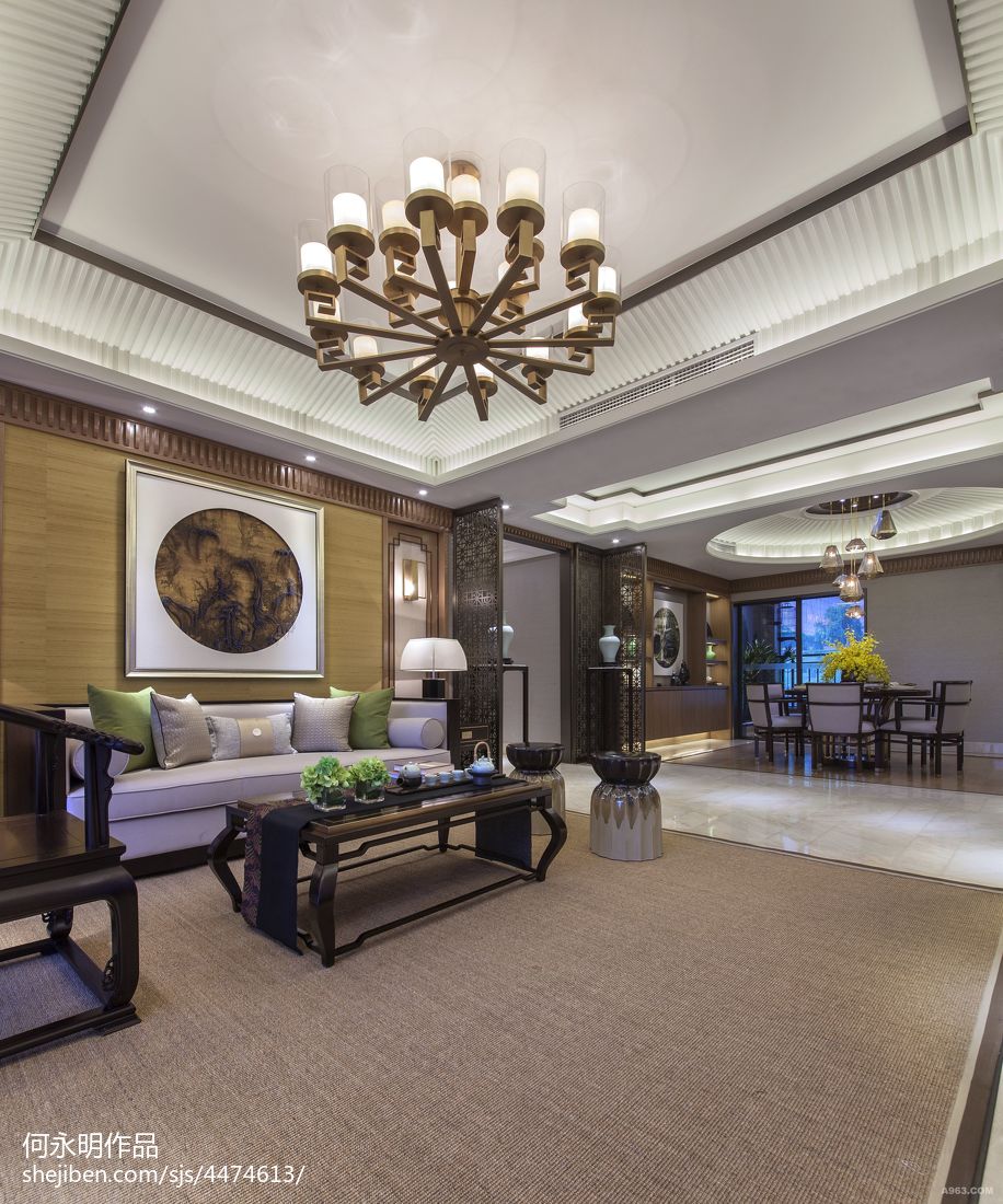 禪意中式風格客廳吊頂設計