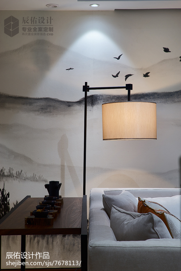 悠雅64平中式復式客廳效果圖欣賞