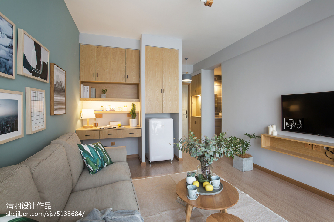 2018精選面積88平小戶型客廳北歐效果圖