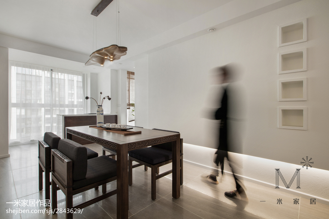 明亮90平中式三居餐廳裝修圖片