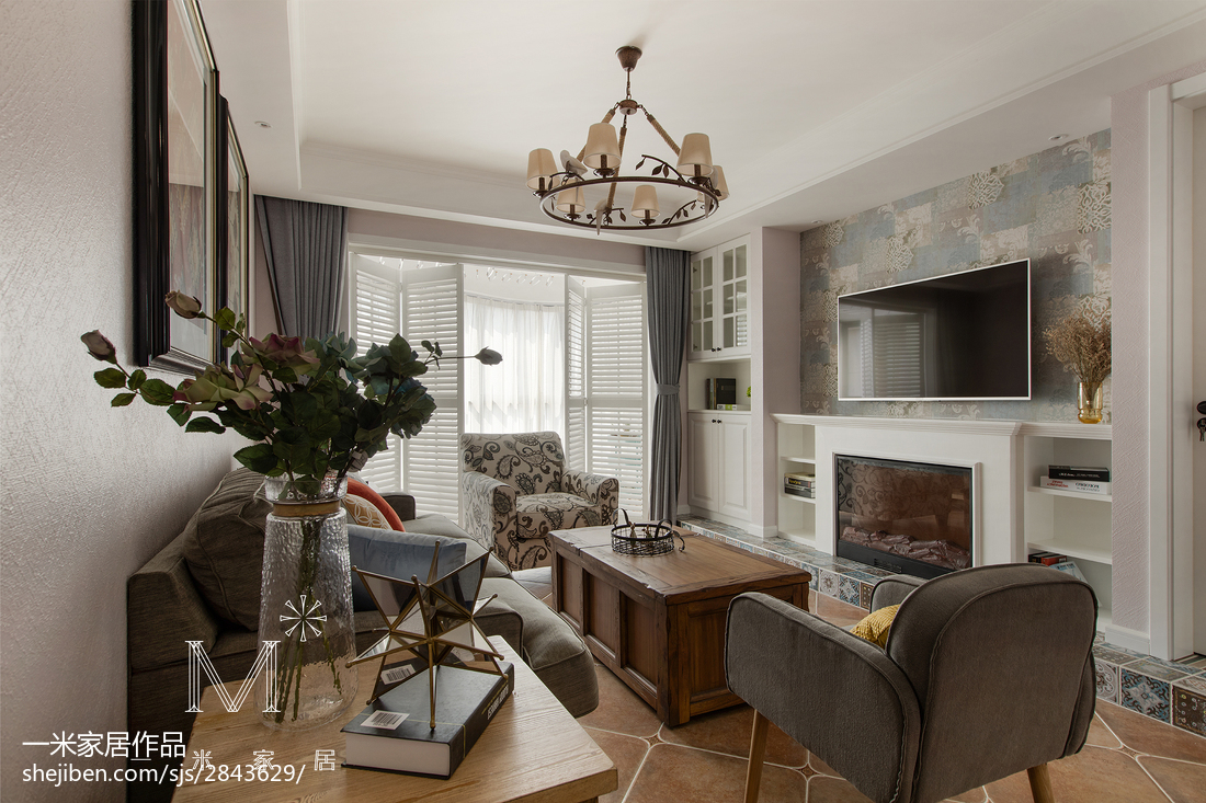 美式田園電視背景墻裝修圖片