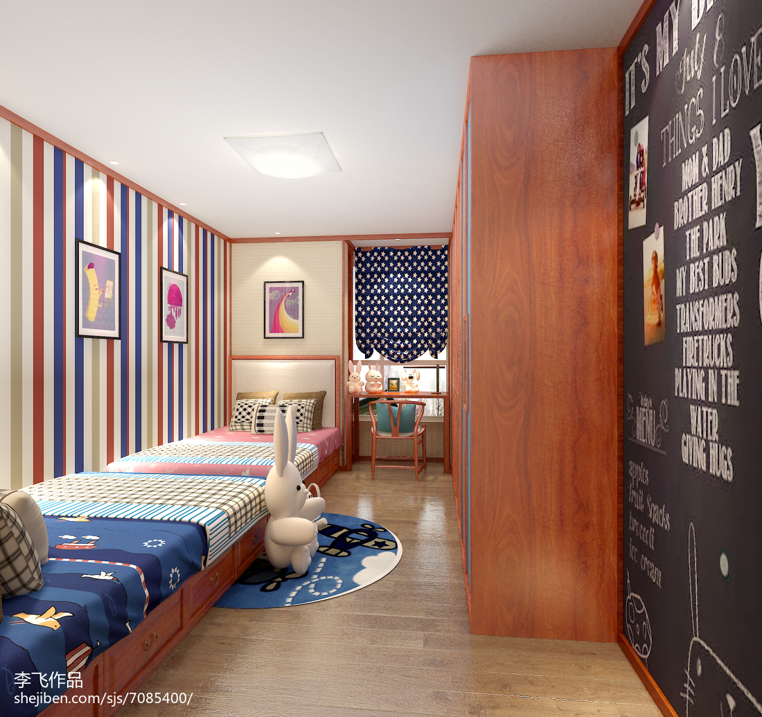 2018精選94平米三居兒童房中式裝飾圖