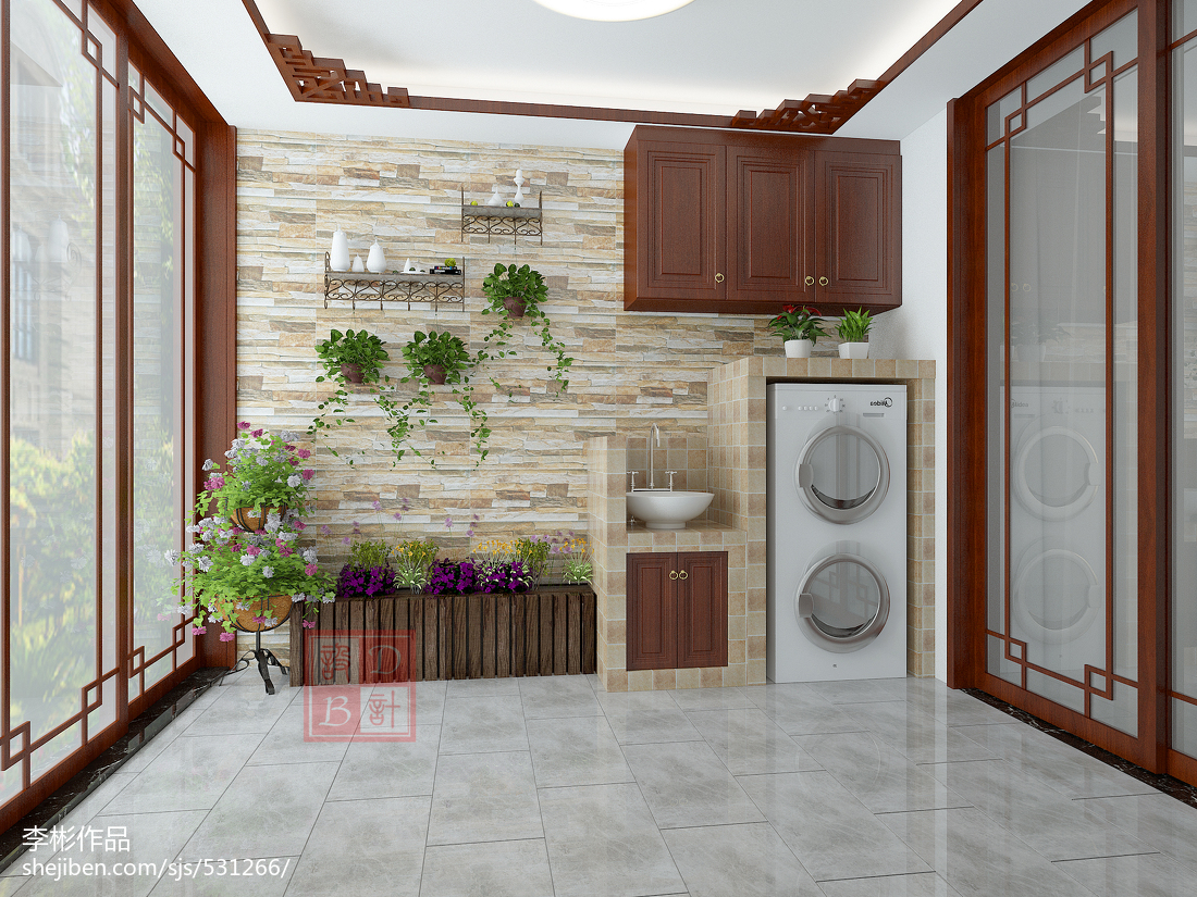 2018精選復式陽臺中式裝修效果圖片欣賞