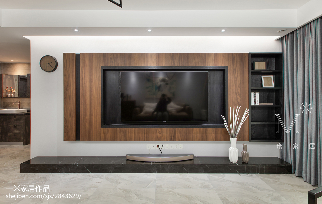 都市現代風隔斷電視墻