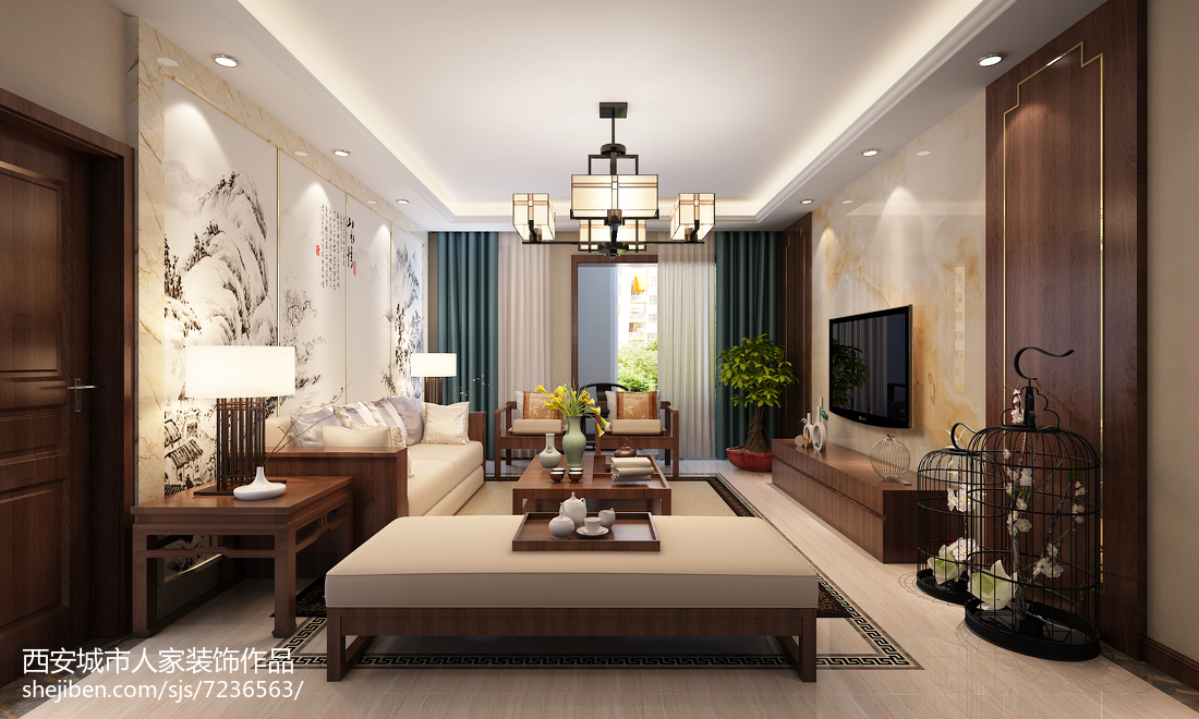 簡約中式客廳吊頂