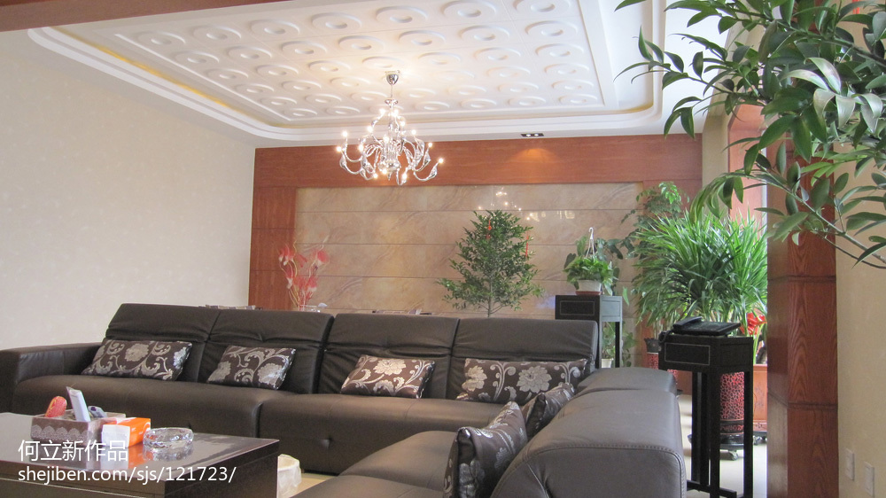 質樸408平中式別墅客廳效果圖片大全