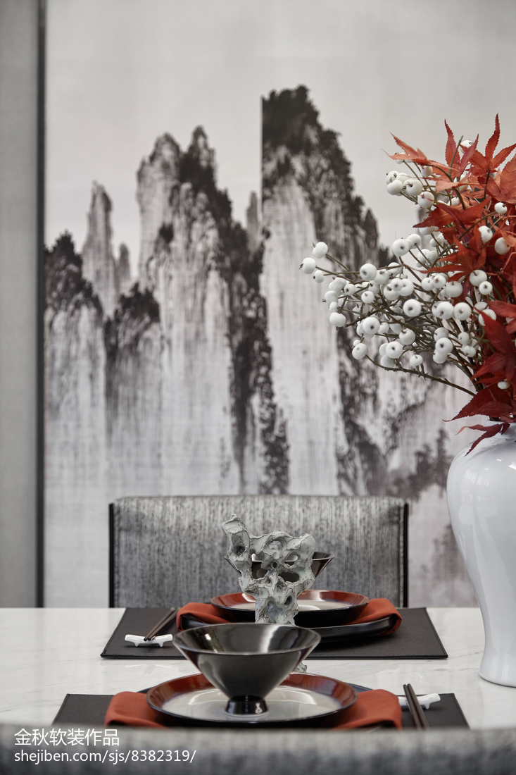 悠雅278平中式樣板間餐廳實景圖片